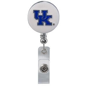 Kentucky Wildcats White Retractable Work ID Badge Reel Holder. NCAA